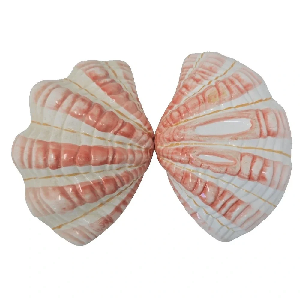 Vintage Ceramic‎ Clam Shell Lidded Trinket Dish by 